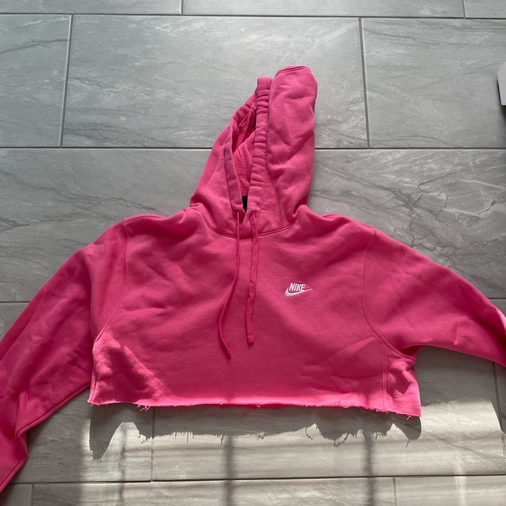 cropped pink nike hoodie